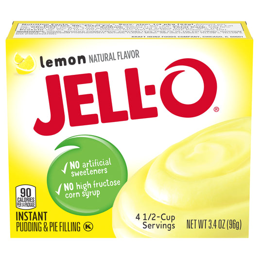 Jell-O Lemon Instant Pudding & Pie Filling Mix, 3.4 oz Box