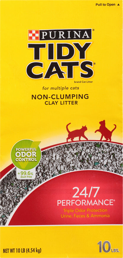 Purina Tidy Cats Non Clumping Cat Litter, 24/7 Performance Multi Cat Litter - 10 lb. Bag