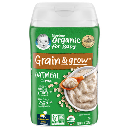 Gerber Organic for Baby Oatmeal Organic Cereal 8 oz