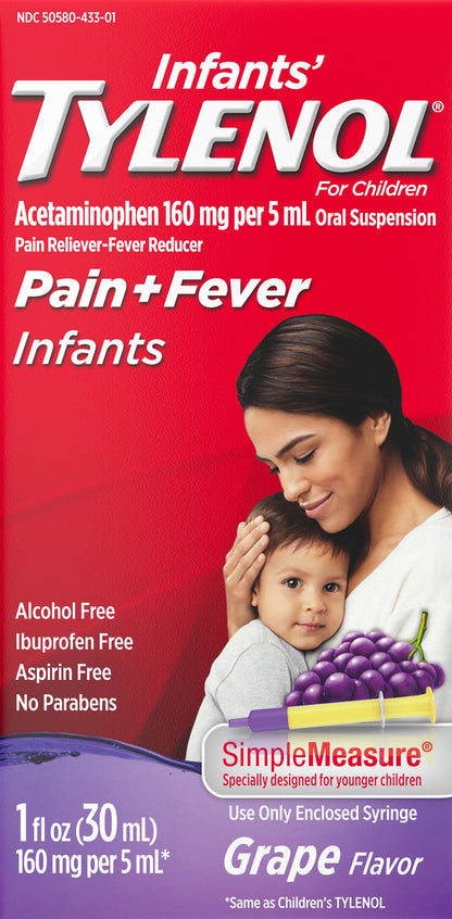 Infants' Tylenol Acetaminophen Liquid Medicine, Grape, 1 fl. oz