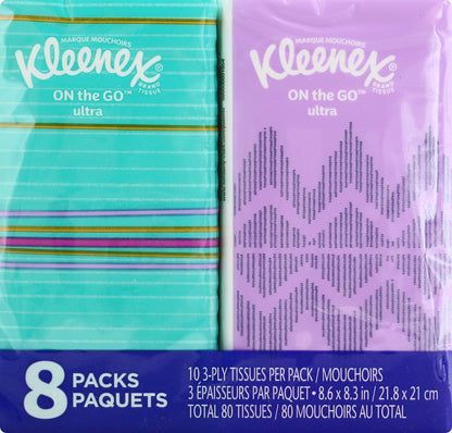 Kleenex On the Go 8 Pack 3-Ply Ultra Tissues 8 ea