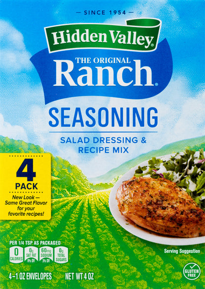 Hidden Valley 4 Pack Salad Dressing & Recipe Mix Ranch Seasoning 4 ea