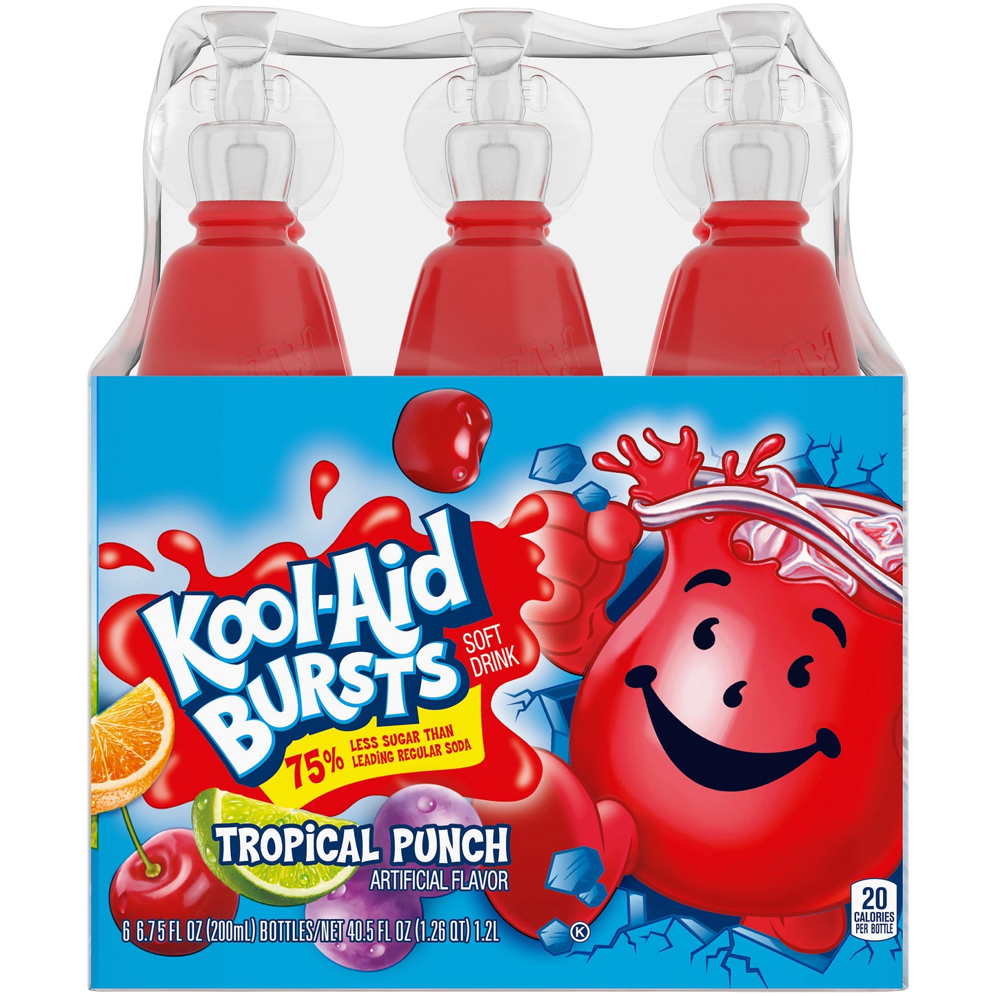 Kool-Aid Bursts Tropical Punch Ready-To-Drink Soft Drink, 6 ct - 6.75 fl oz Bottles