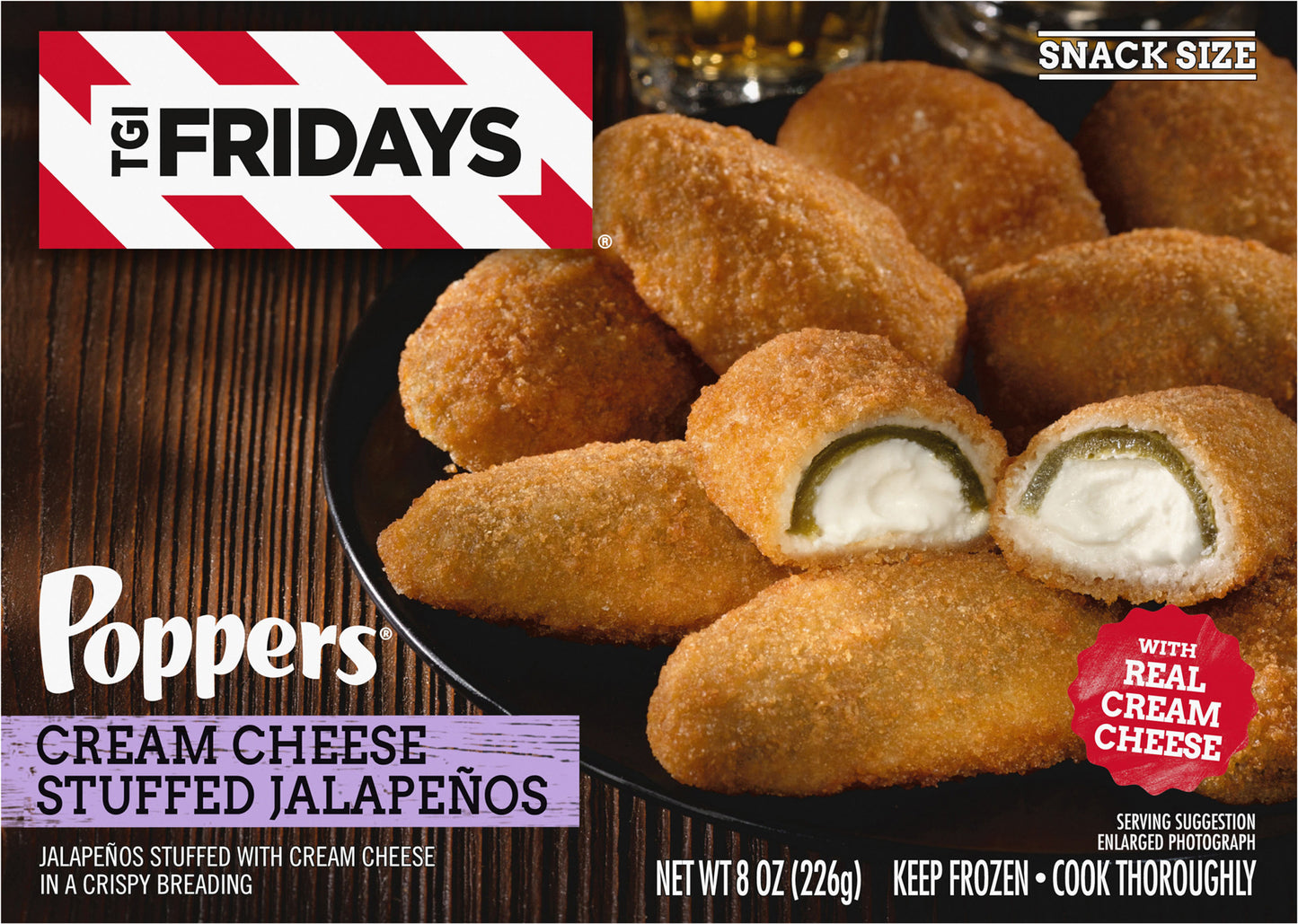 TGI Fridays Frozen Appetizers Cream Cheese Stuffed Jalapeno Poppers, 8 oz. Box