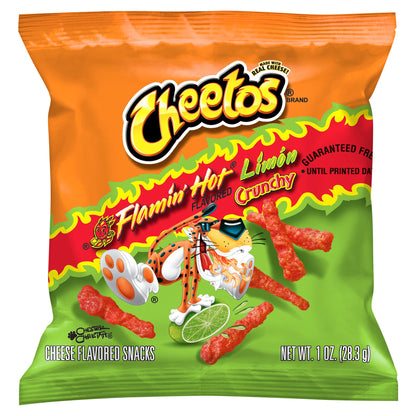 Cheetos Crunchy Cheese Flavored Snacks Flamin' Hot Limon Flavored 1 Oz
