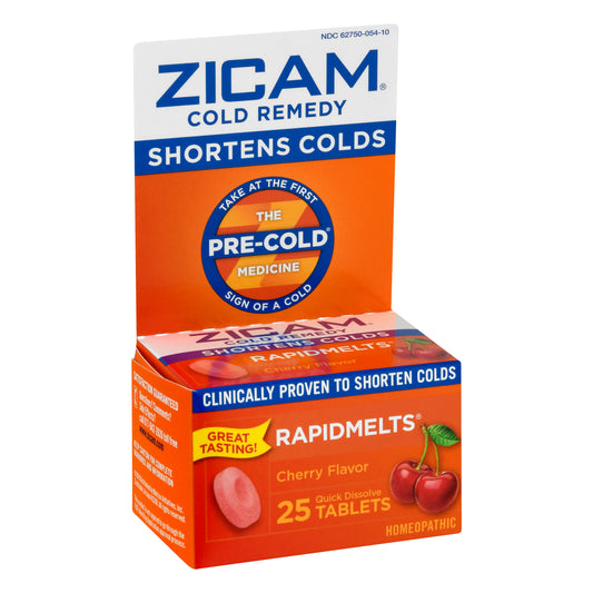 Zicam Rapidmelts Quick Dissolve Tablets Cherry Flavor Cold Remedy 25 ea