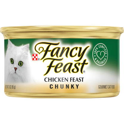 Purina Fancy Feast Grain Free Wet Cat Food, Chunky Chicken Feast - 3 oz. Can
