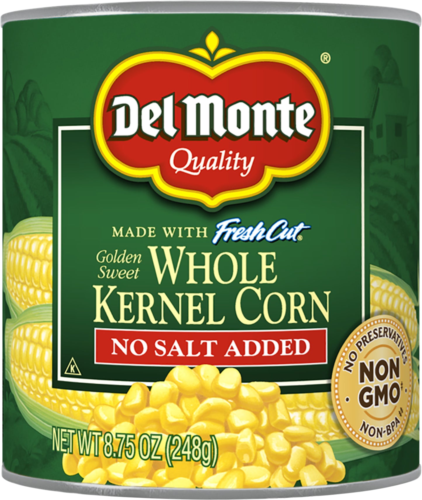 Del Monte No Salt Added Golden Sweet Whole Kernel Corn 8.75 oz Can