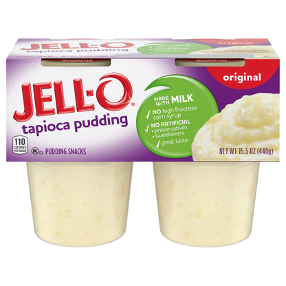 Jell-O Ready to Eat Tapioca Pudding Cups, 4 ct - 15.5 oz Package