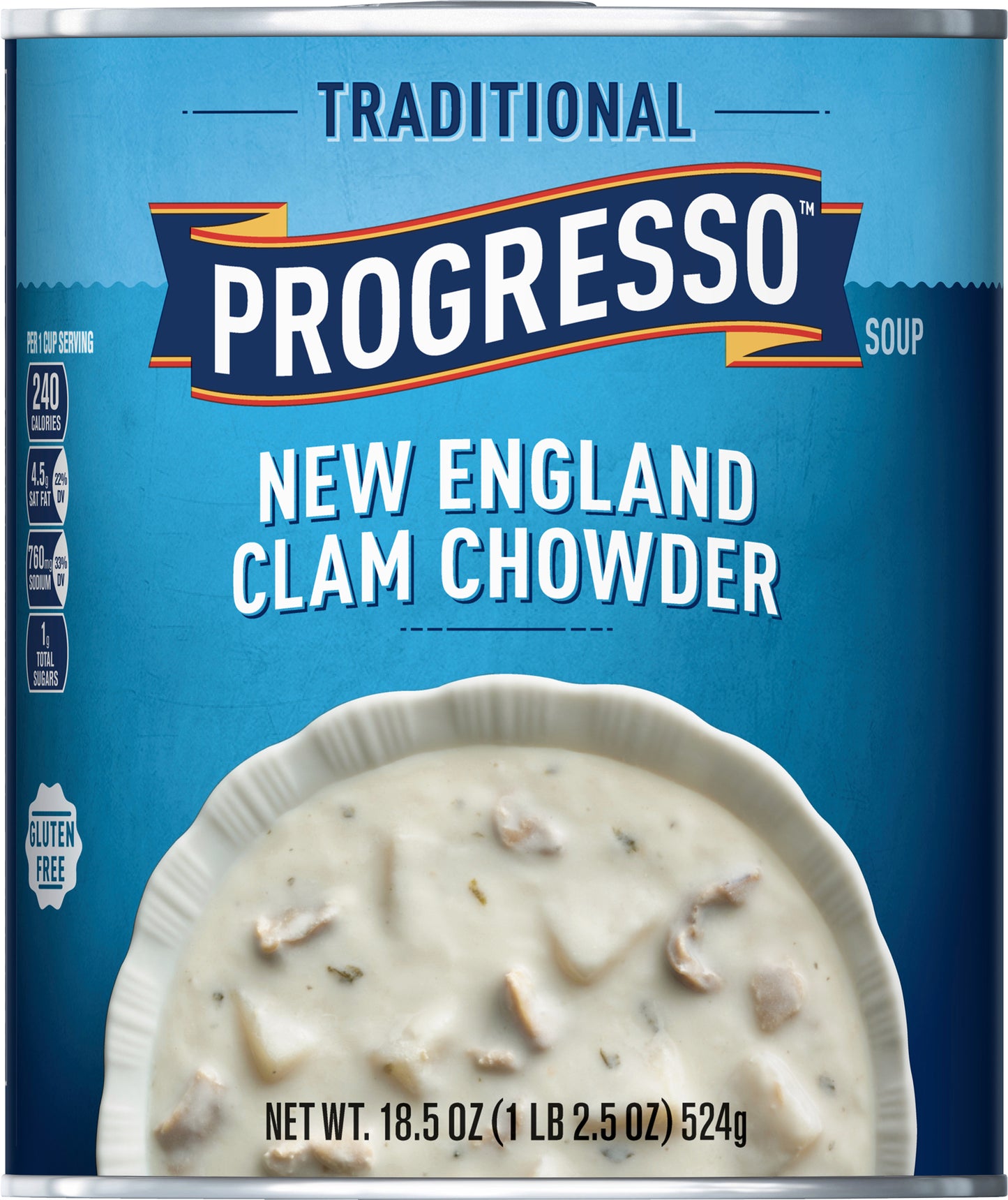 Progresso Traditional, New England Clam Chowder Soup, Gluten Free, 18.5 oz