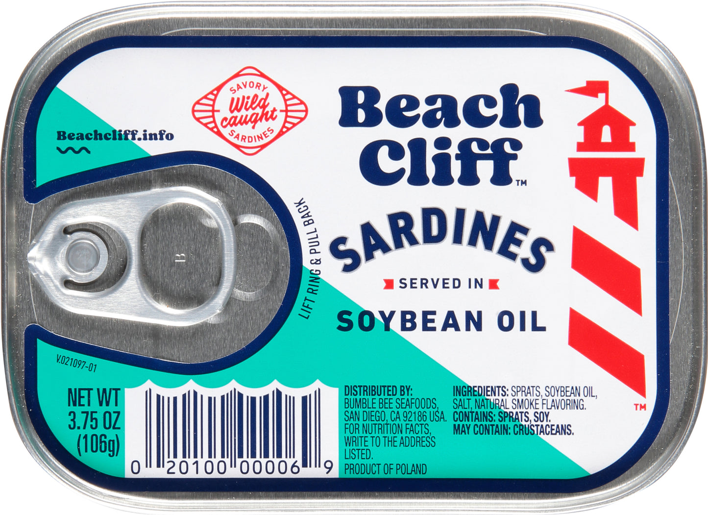 Beach Cliff Sardines in Soybean Oil 3.75 oz