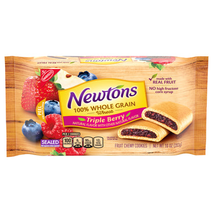 Nabisco Newtons 100% Whole Grain Wheat Triple Berry Fruit Chewy Cookies 10 oz. Pack