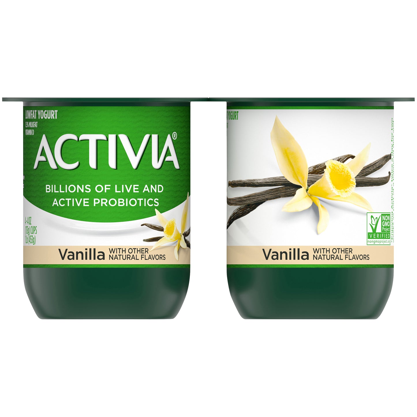 Activia Lowfat Probiotic Vanilla Yogurt, 4 Oz. Cups, 4 Count