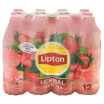 Lipton Strawberry & Mint Herbal Iced Tea 12 - 16.9 fl oz Bottles