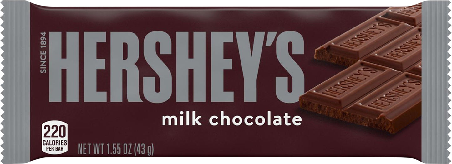 HERSHEY'S Milk Chocolate Candy, Gluten Free, 1.55 oz, Bar