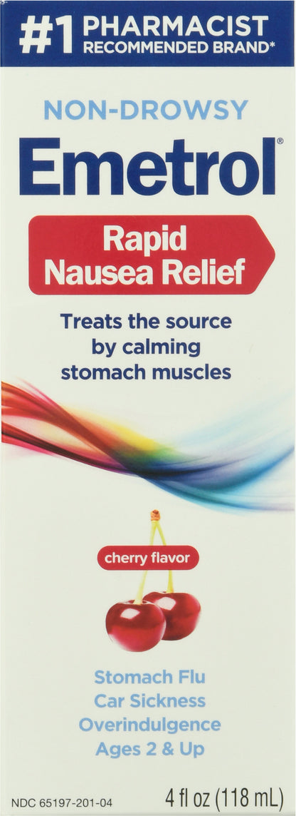 Emetrol Cherry Flavor Non-Drowsy Rapid Nausea Relief 4 fl oz Box