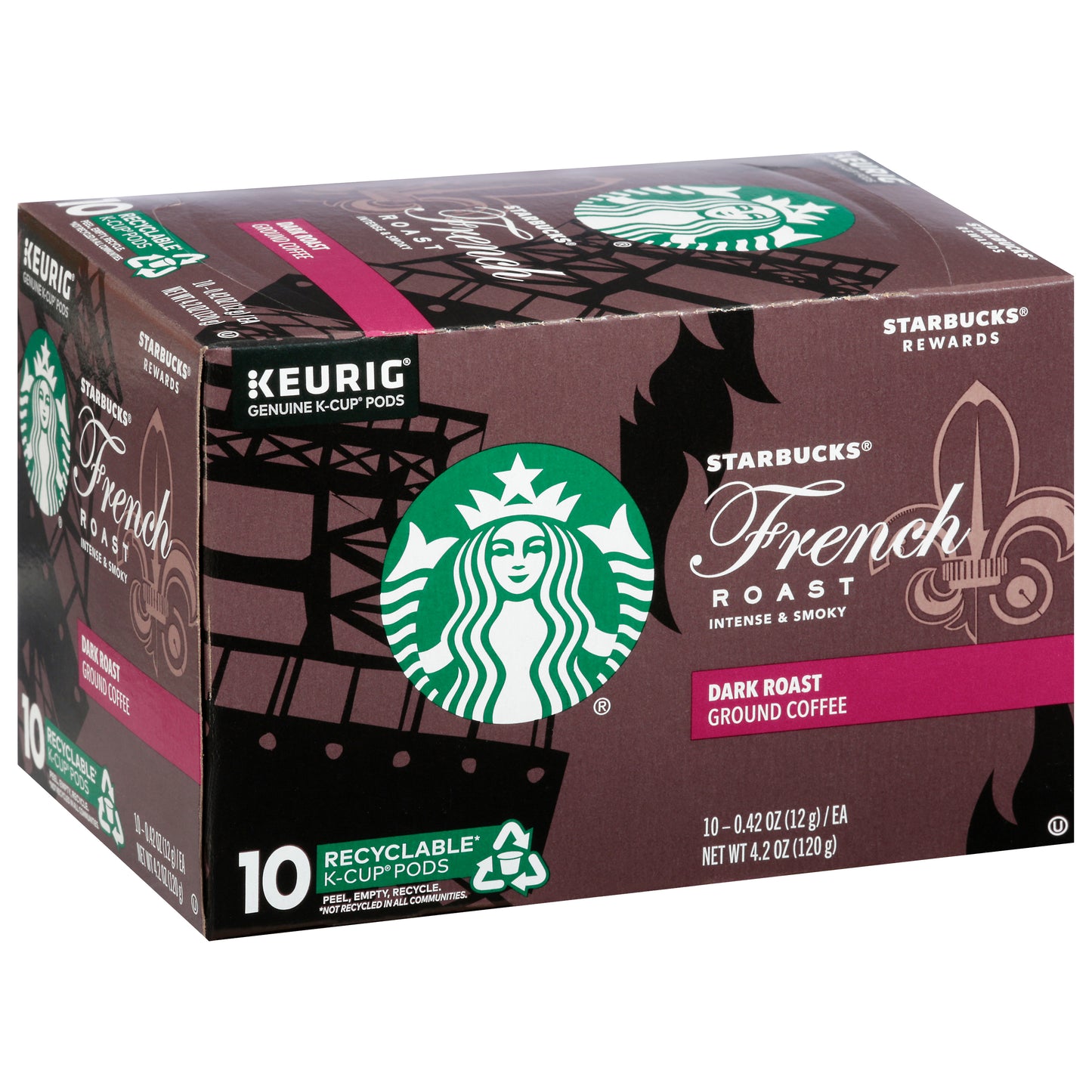 Starbucks K-Cup Pods Dark Roast Ground French Roast Coffee 10 - 0.42 oz 10 oz