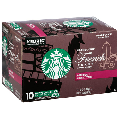 Starbucks K-Cup Pods Dark Roast Ground French Roast Coffee 10 - 0.42 oz 10 oz