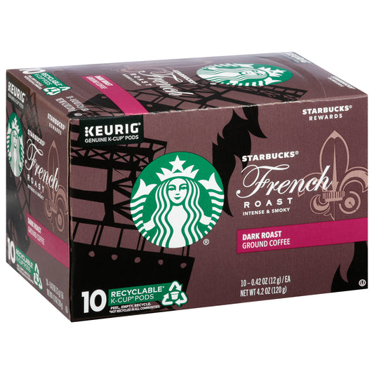 Starbucks K-Cup Pods Dark Roast Ground French Roast Coffee 10 - 0.42 oz 10 oz