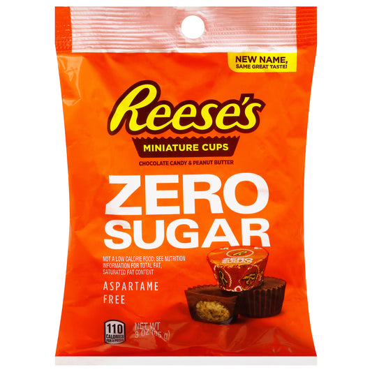Reese's Zero Sugar Miniature Cups Chocolate Candy & Peanut Butter 3 oz