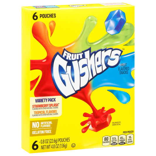Fruit Gushers Variety Pack Strawberry Splash/Tropical Flavors Fruit Flavored Snacks 6 Pack