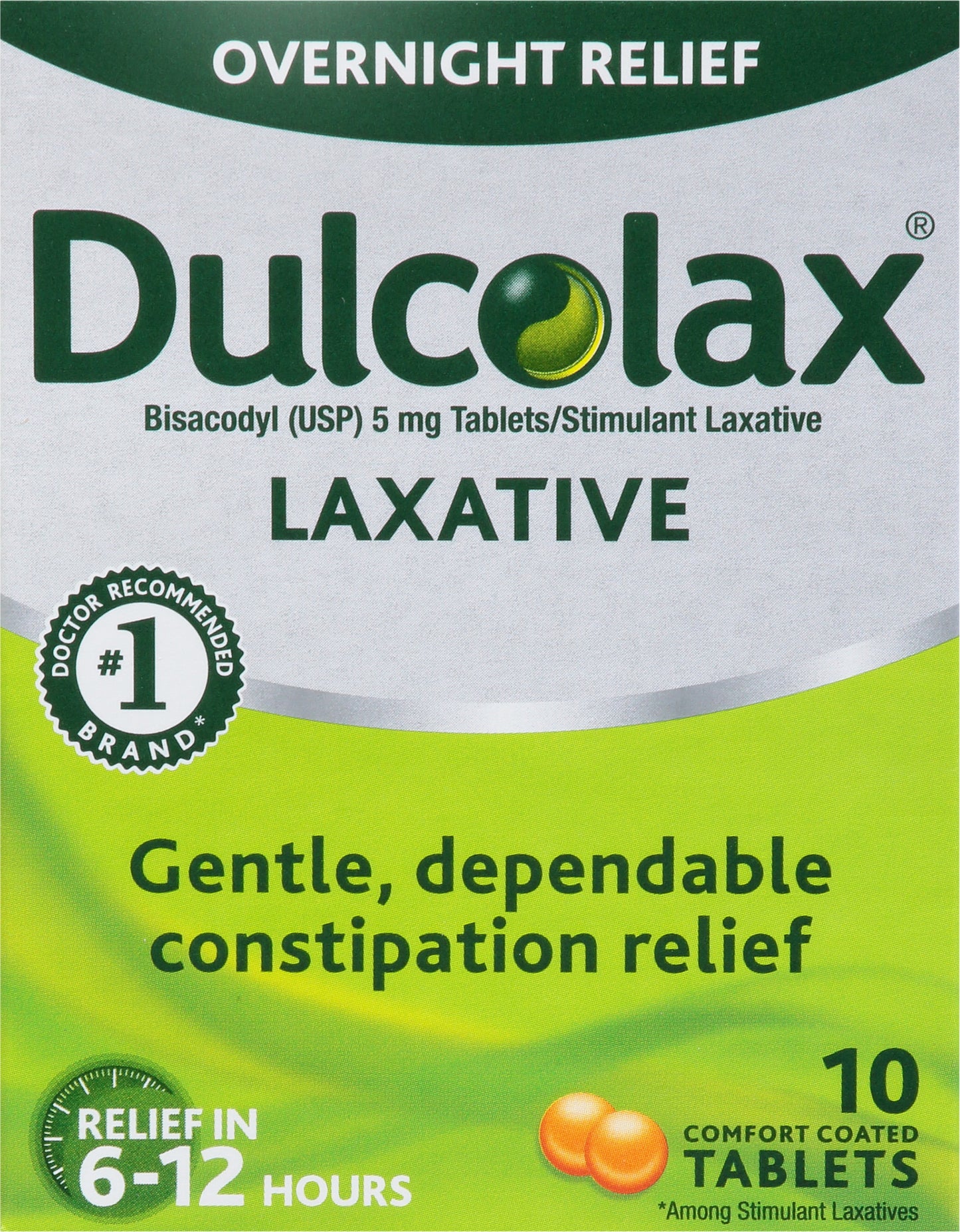 Dulcolax Overnight Relief 5 mg Laxative Comfort Coated Tablets 10 ea