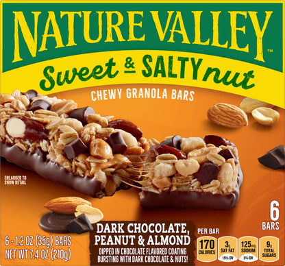 Nature Valley Sweet & Salty Nut Chewy Dark Chocolate Peanut & Almond Granola Bars 6 -1.2 oz Bars