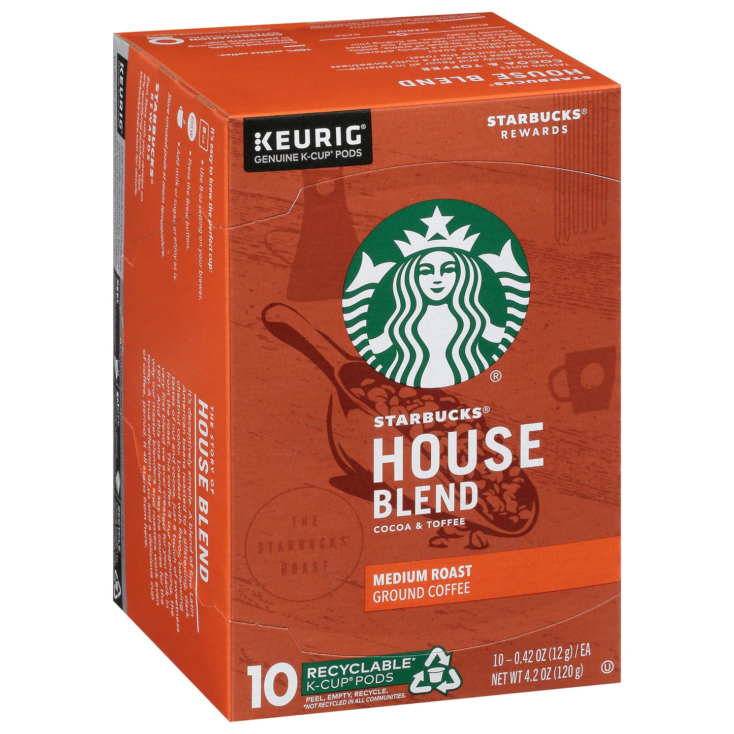 Starbucks K-Cup Pods Medium Roast Ground House Blend Coffee 10 ea