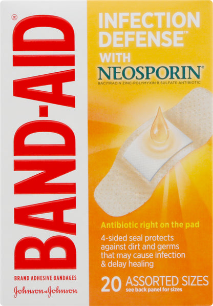 Band Aid Infection Defense Assorted Sizes Bandages 20 ea