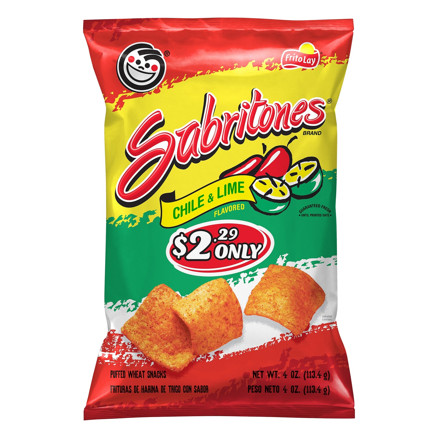Sabritones Chile & Lime Flavored Puffed Wheat Snacks 4 oz