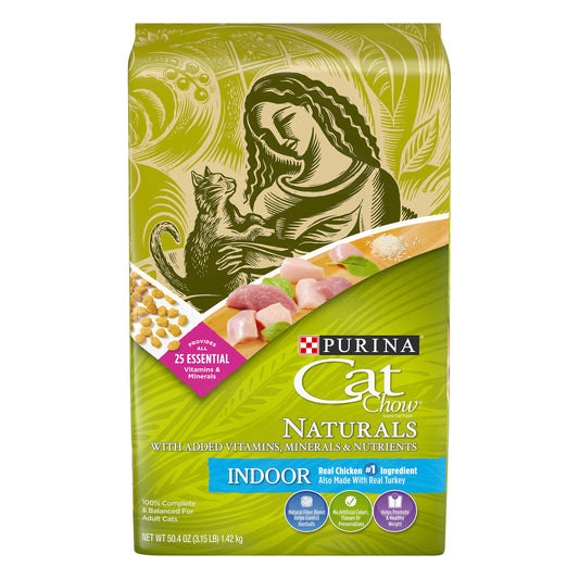 Purina Cat Chow Hairball, Healthy Weight, Indoor, Natural Dry Cat Food, Naturals Indoor-3.15lb. Bag