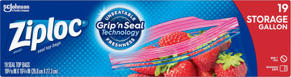Ziploc Gallon Storage Seal Top Bags 19 ea