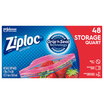 Ziploc Quart Storage Seal Top Bags 48 ea