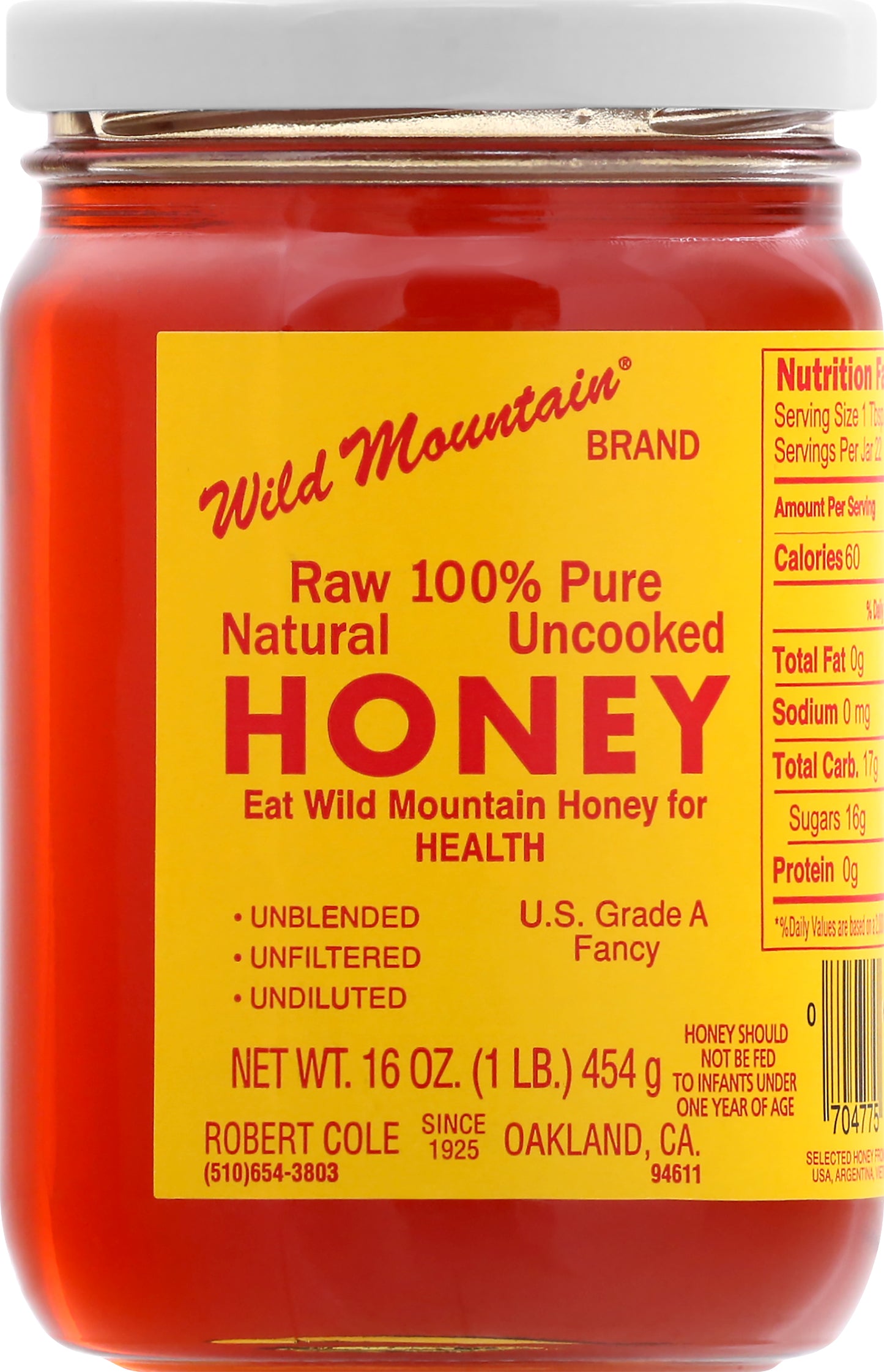 Wild Mountain Raw 100% Pure Honey 16 oz