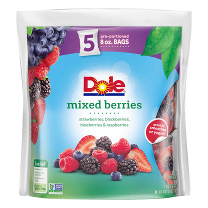 DOLE Frozen Mixed Berries, 40 Ounce Bag with 5 Pre-portioned Packets
