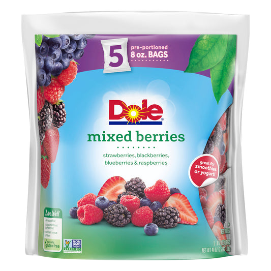 DOLE Frozen Mixed Berries, 40 Ounce Bag with 5 Pre-portioned Packets