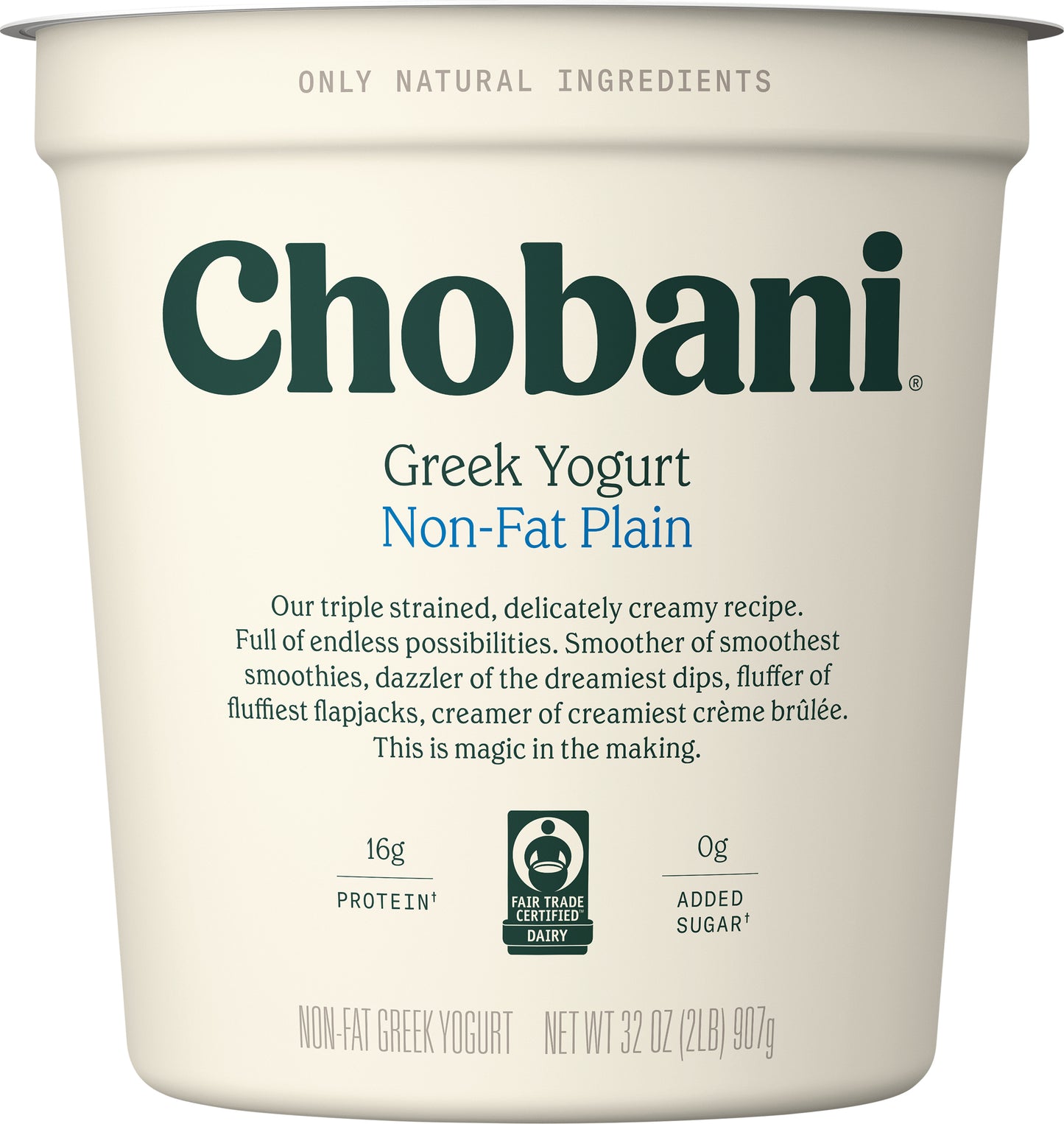 Chobani Greek Non-Fat Plain Yogurt 32 oz