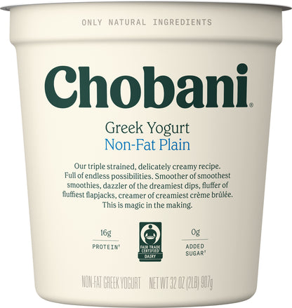 Chobani Greek Non-Fat Plain Yogurt 32 oz