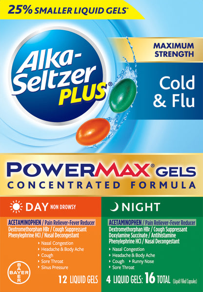 Alka-Seltzer Plus Liquid Gels Day/Night Maximum Strength Cold & Flu 16 ea Box