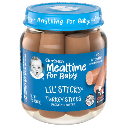Gerber Lil' Sticks Mealtime for Baby 10+ Months Crawler Turkey Sticks 2.5 oz