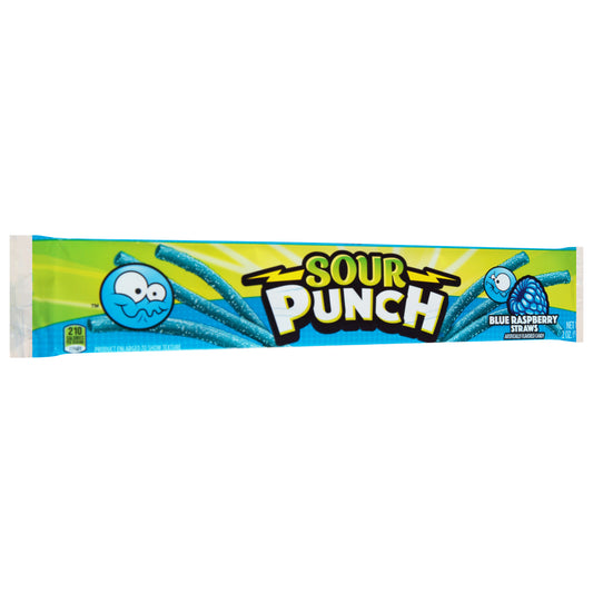 Sour Punch Blue Raspberry Straws Candy 2 oz
