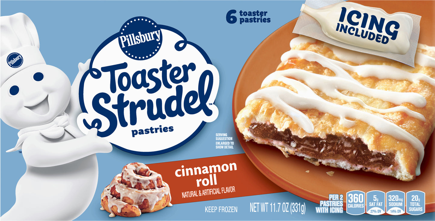 Pillsbury Toaster Strudel, Cinnabon Cinnamon Roll, Frozen Pastries, 6 ct