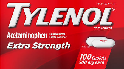 Tylenol Extra Strength Caplets with 500 mg Acetaminophen, 100 ct