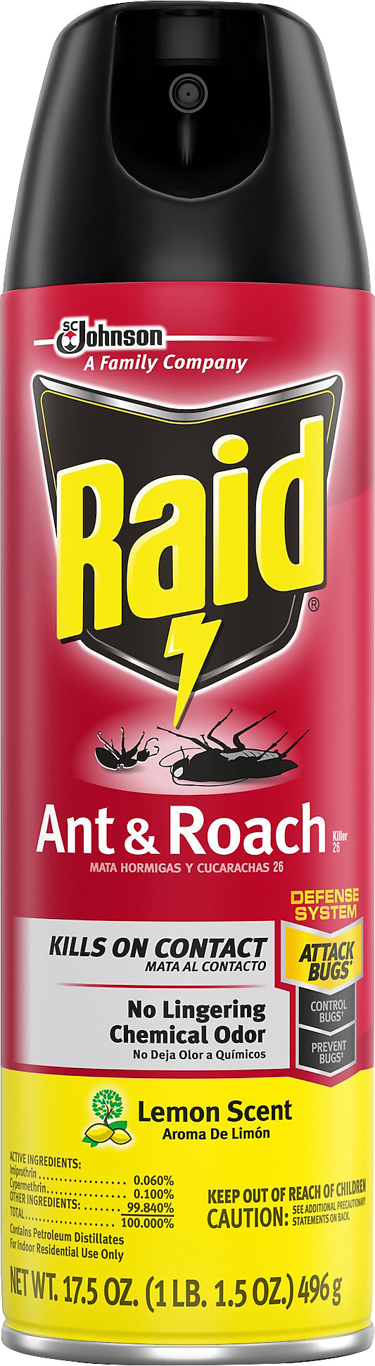 Raid Lemon Scent Ant & Roach Killer 17.5 oz
