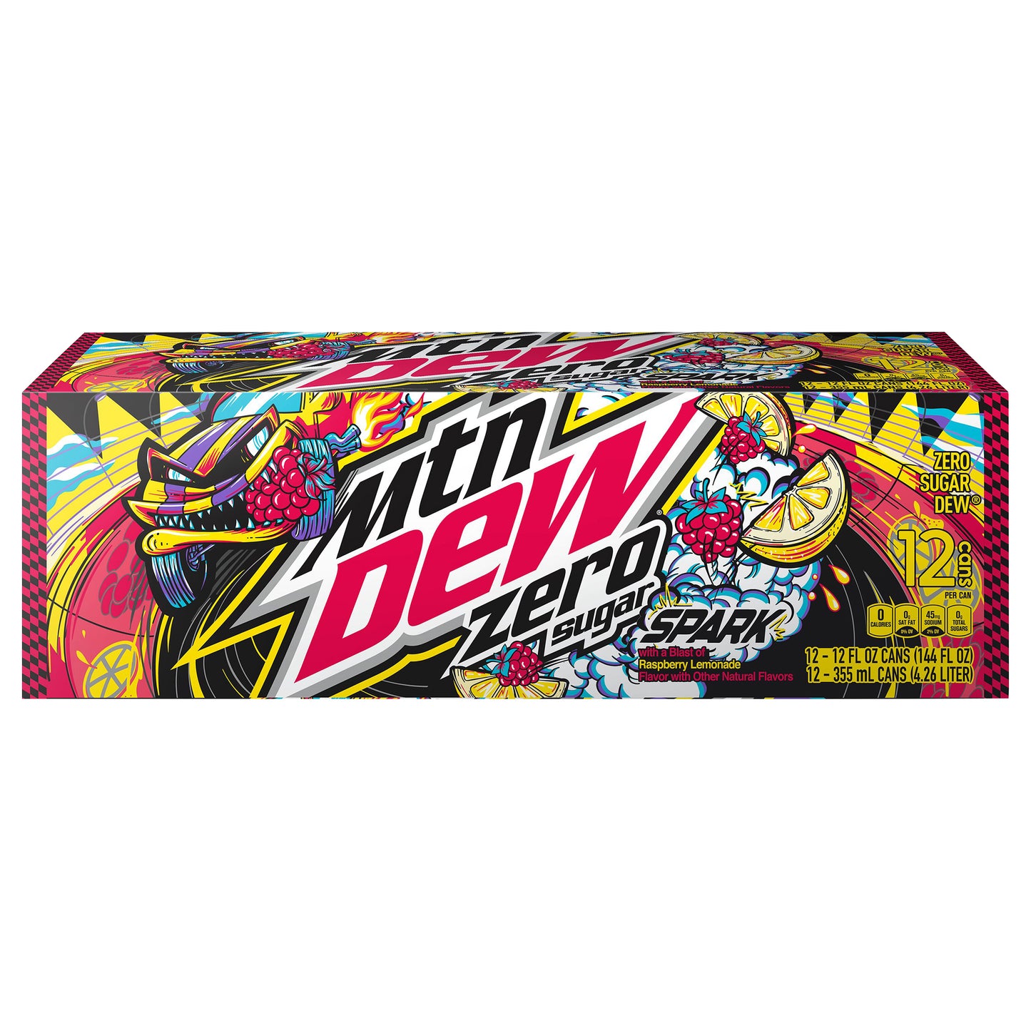 Mtn Dew Zero Sugar Soda Spark Raspberry Lemonade12 Fl Oz, 12 Count