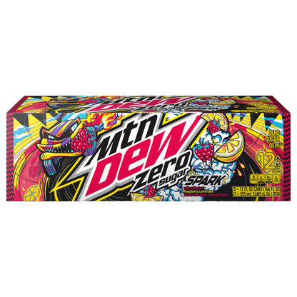 Mtn Dew Zero Sugar Soda Spark Raspberry Lemonade12 Fl Oz, 12 Count
