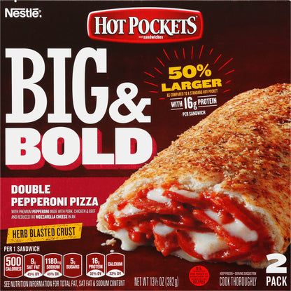 Hot Pockets Big & Bold 2 Pack Double Pepperoni Pizza 13.5 oz