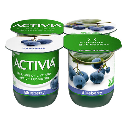 Activia Lowfat Probiotic Blueberry Yogurt, 4 Oz. Cups, 4 Count