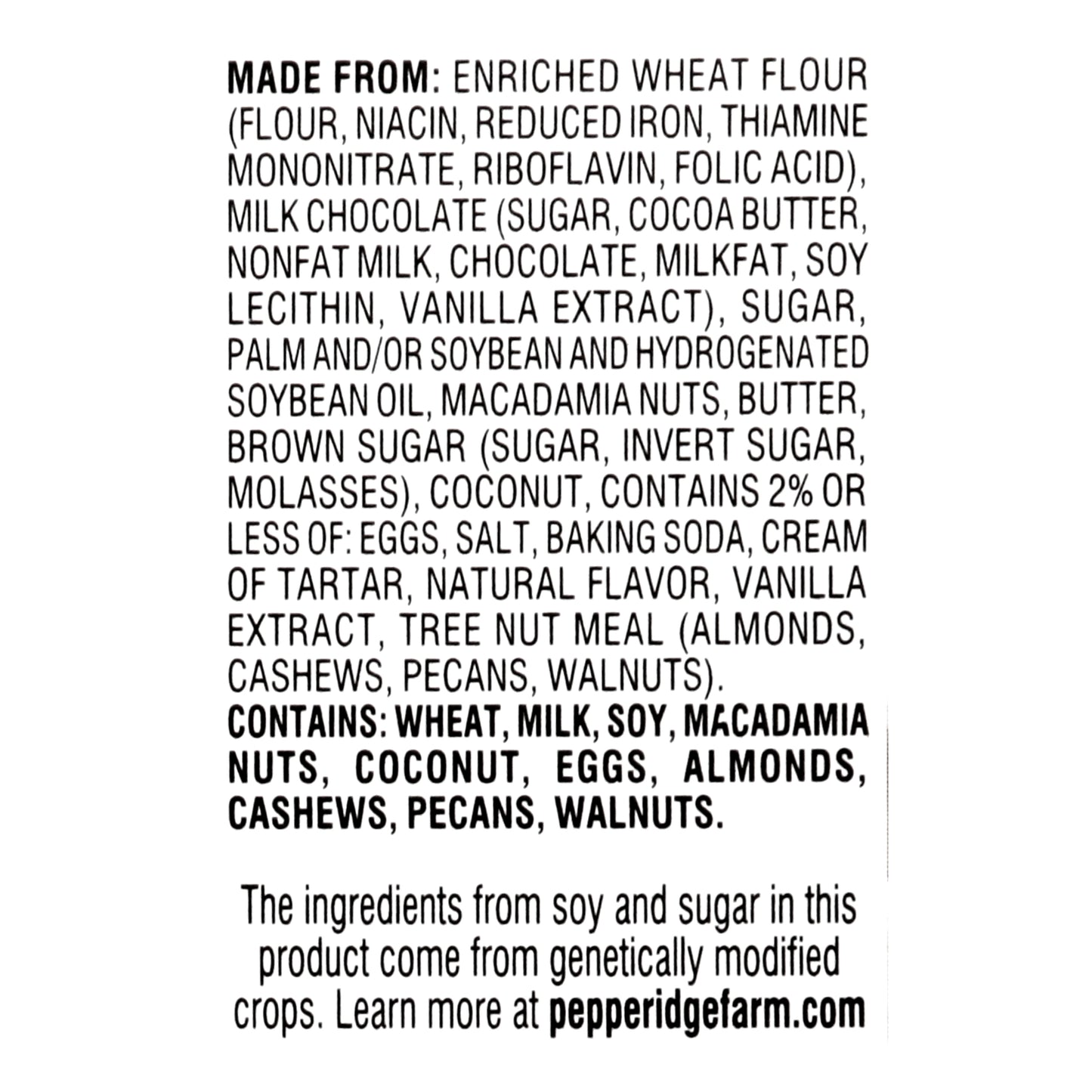 PEPPERIDGE FARM Sausalito Crispy Milk Chocolate Macadamia Cookies 7.2 oz