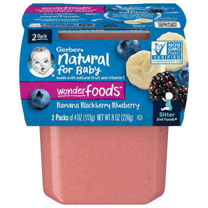 Gerber Natural For Baby Wonder Foods Banana Blackberry Blueberry 2 Pack